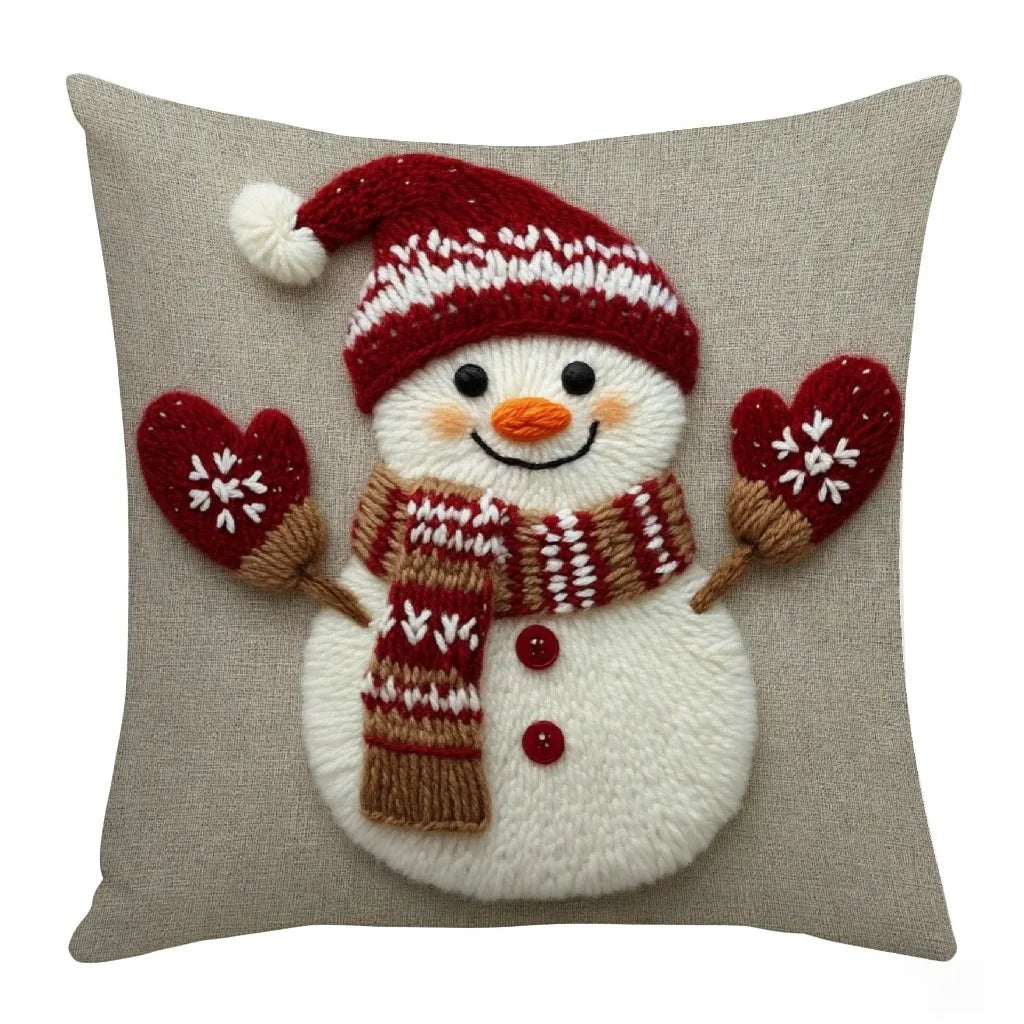 45cm Grey Red Christmas Pillowcase Cartoon Santa Snowman Elk Sofa Cushion Cover Home Bed Car Decor Merry Christmas 2025