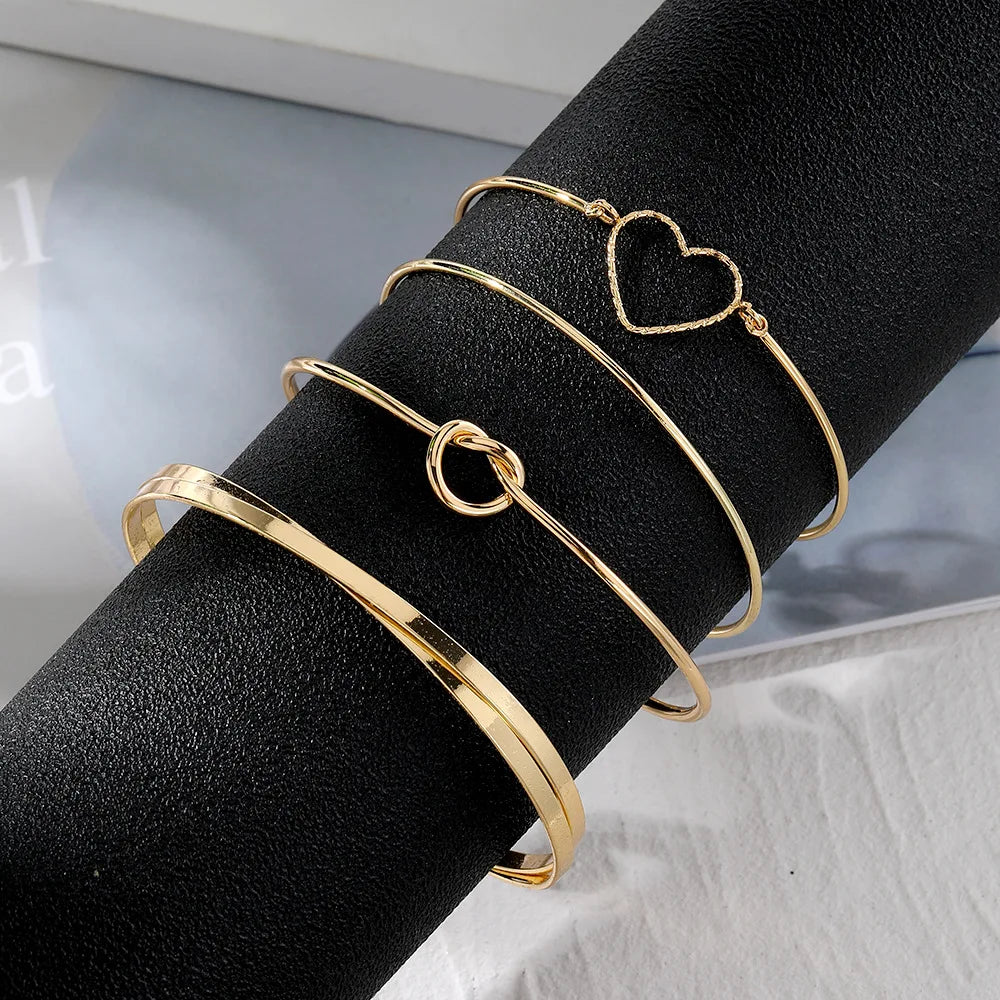 4pcs/set Stainless Steel Bracelets Vintage Men's Fashion Woven Twist Texture Bangles for Women Jewelry Streetwear Goth Gifts