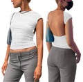 Y2K Womens Sexy O-Neck short Sleeve Bodycon T Shirt Fashion Casual Solid Streetwear T Shirt 2023 Club party Backless T Shirt
