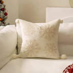 Christmas Decorative Pillow Case Cartoon 3D Snowflake embroidery Santa Xmas Tree White Square New Year 2025 Pillowcases 45x45cm