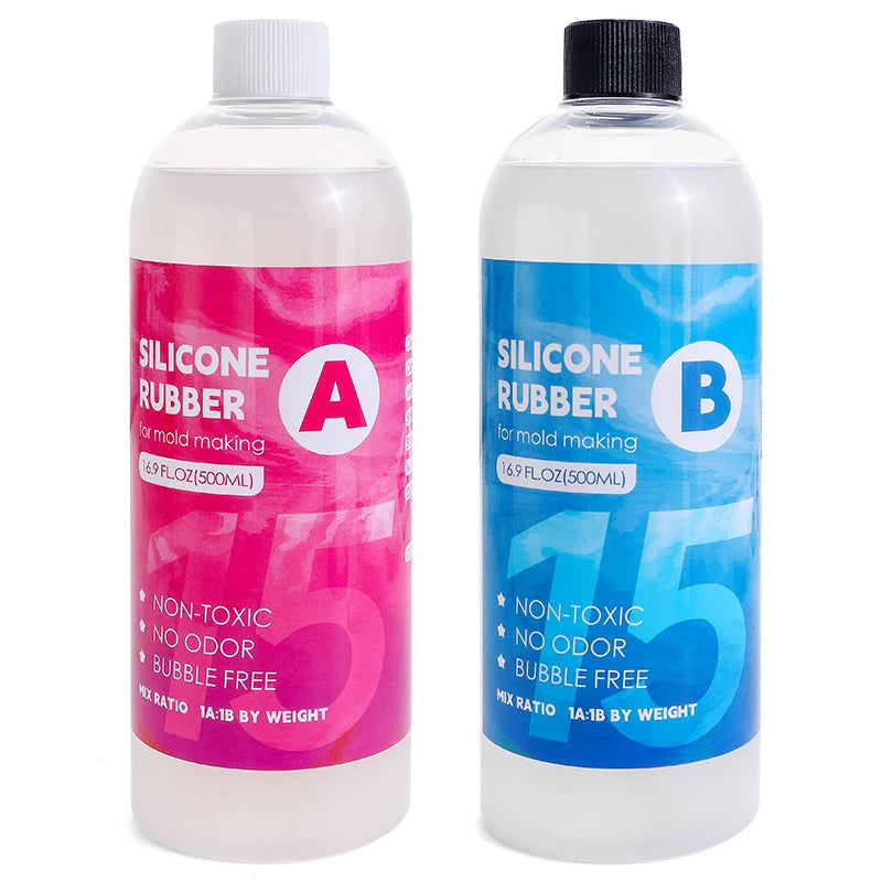 500/1000ml Silicone Mold Making Kit-1：1 Mixing Ratio Translucent Silicone Rubber Non-Toxic Liquid Mold Making Silicone Diy