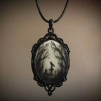 Gothic Glass Pendant Necklace for Women Sun Moon Punk Style Charm Necklace Vintage Cameo Rope Chain Witch Accessories