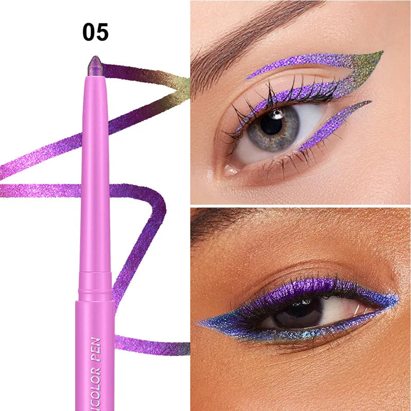 Pearlescent Aurora Purple Eyeliner Pen Chameleon Metallic Eye Liner Shiny Eyeshadow Lying Silkworm Green Blue Makeup Pigment