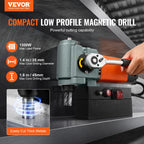 SucceBuy Magnetic Drill Press 1300W Low Profile Mag Drill Light Weight Portable Mag Drilling Machine with Cooling Device