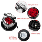 Gifts for Girls Eternal Flowers In Heart Glass Dome with Led Light Forever Preserved Rose Wedding Gift for Mom Women Girlfriend