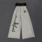 Y2K High-Waisted Printed Embroidered Street Guard Pants Spring Summer Casual Straight Leg Double Waist Design Fashionable