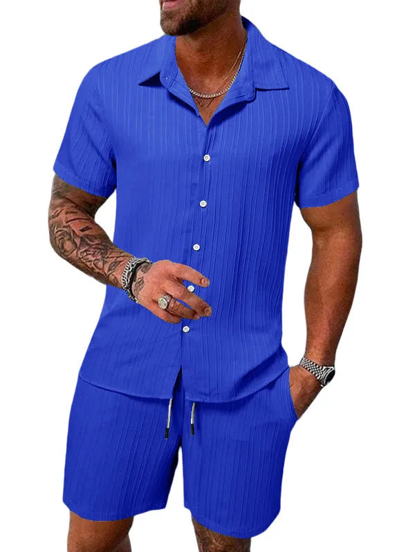 Summer New Mens（T-shirt +Shorts) 2-piece multi-colored sportswear men's T-shirt shorts set