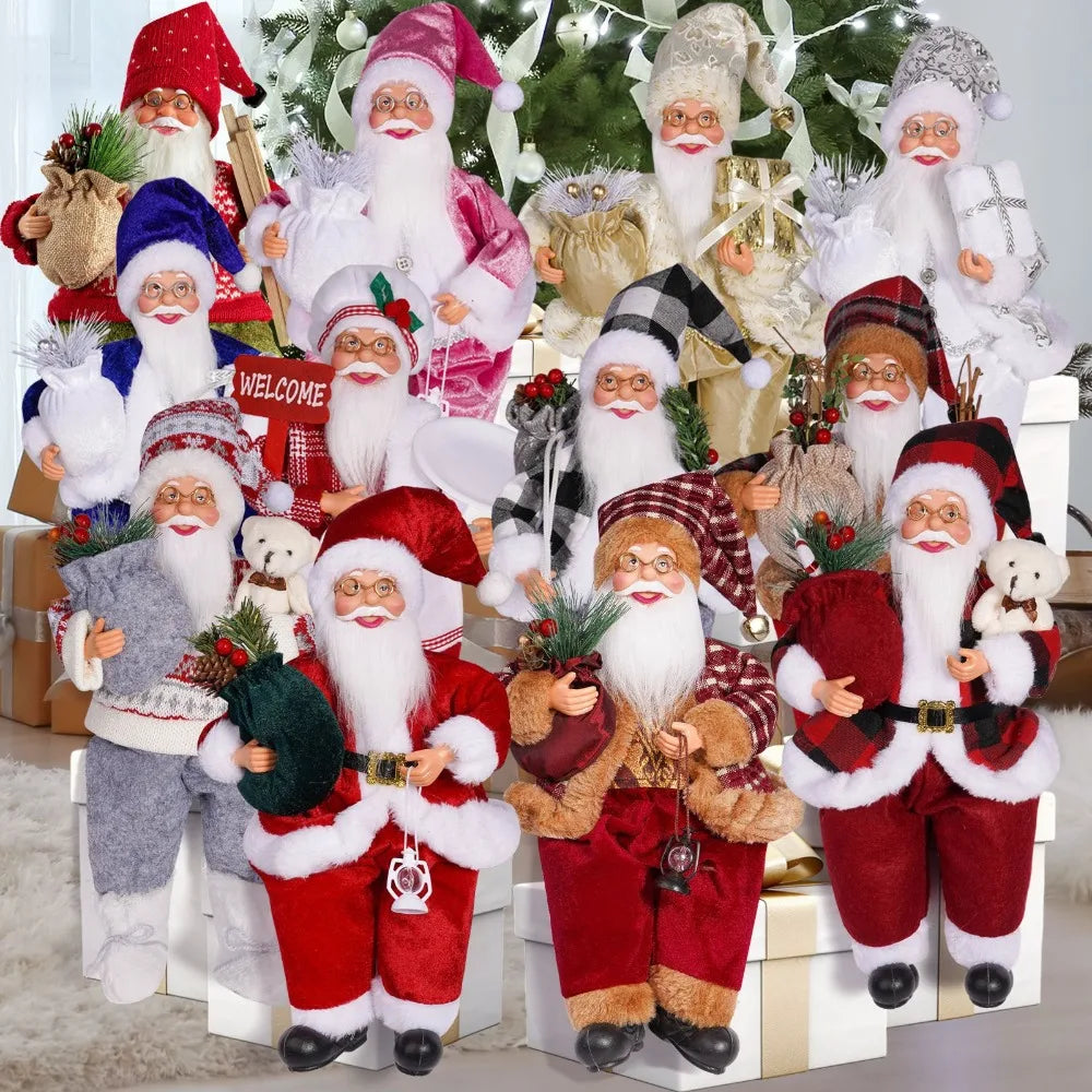 Christmas Decorations 30cm Sitting Santa Claus Gift Window Display Ornament
