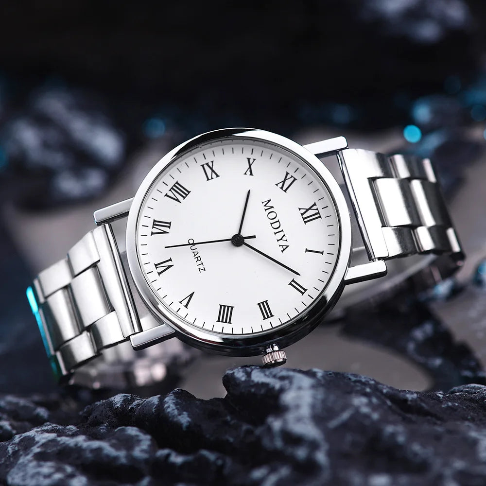 New Men's Fashion Business Steel Strip Watch Trendy High Beauty Quartz Watch Decorative Gift Watch