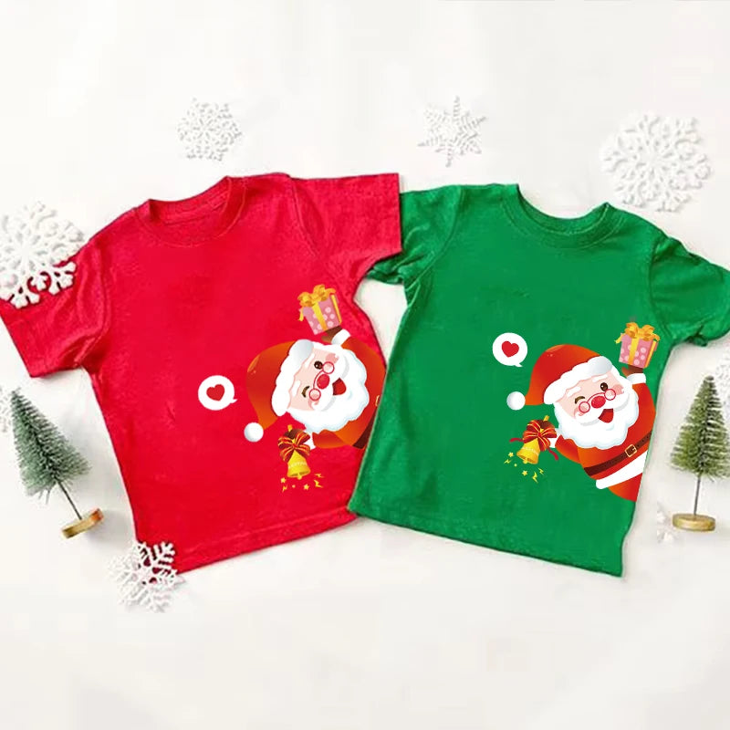 Merry Christmas Santa Claus Kids Tshirt Fashion Children Clothes Boys Girls Short Sleeve T-shirt Kids Xmas Holiday T Shirts