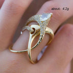 Huitan Luxury Irregular Magical Witch Ring Super Cool Accessories Gadget Golden Twist Winding Women Jewelry Personality Rings