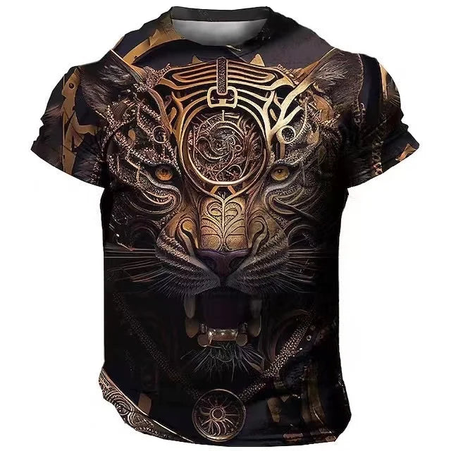 Oversized T Shirt Man 3D Tiger Print Tees Tops Summer Casual Mens Animal Pattern T Shirt Streetwear Quick Dry Fashion Clothes