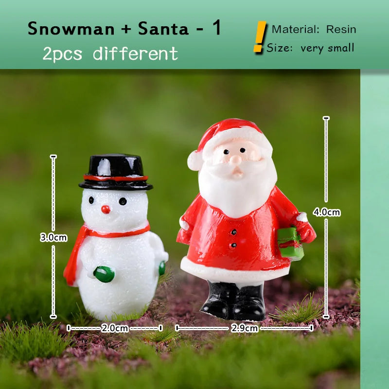New Christmas Deer Santa Claus Sled Tree Snowman Figurine Doll House Home Decor Miniature Garden Decoration Accessories Modern