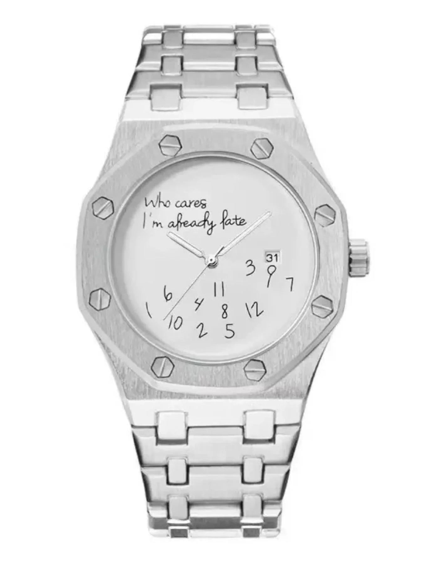New High-End Business Casual Men's Steel Band Watch, Round Dial Design, Personalized Graffiti Number Pattern, Simple Retro Fashion with a Premium Feel, a Trendy Men's Gift Recommendation.