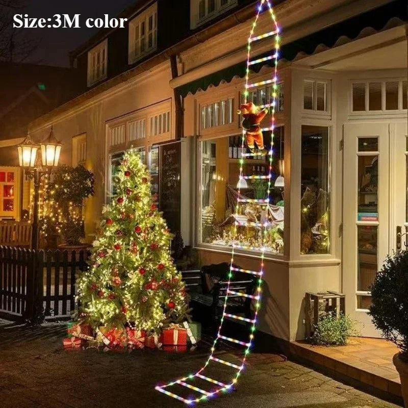 Christmas Decoration 2027 Glowing Santa Claus Climbing Ladder Room Decoration Home Outdoor Garden Cristmas Tree Ornement Gift