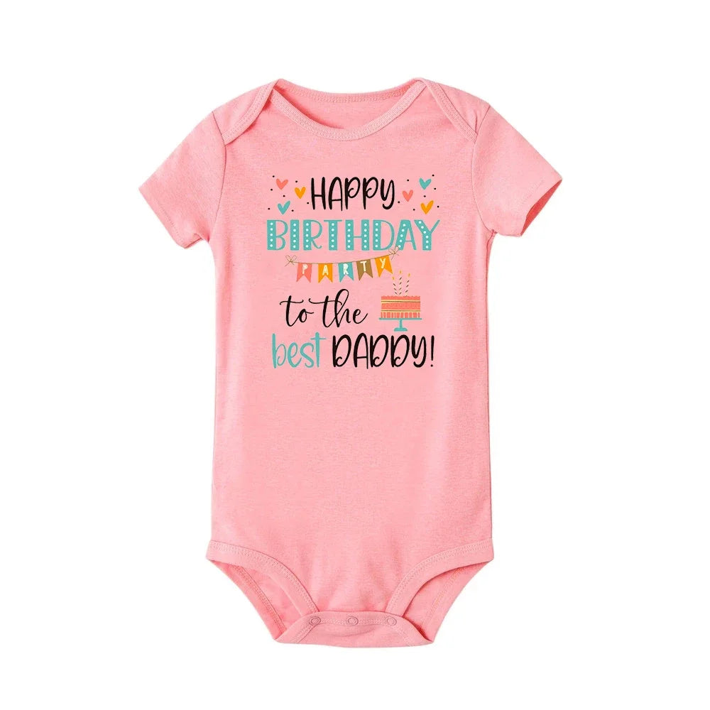 Baby Romper Happy Birthday To The Best Daddy Toddler Gender Neutral Daddy's Birthday Gifts Baby Summer Short Sleeve Bodysuit