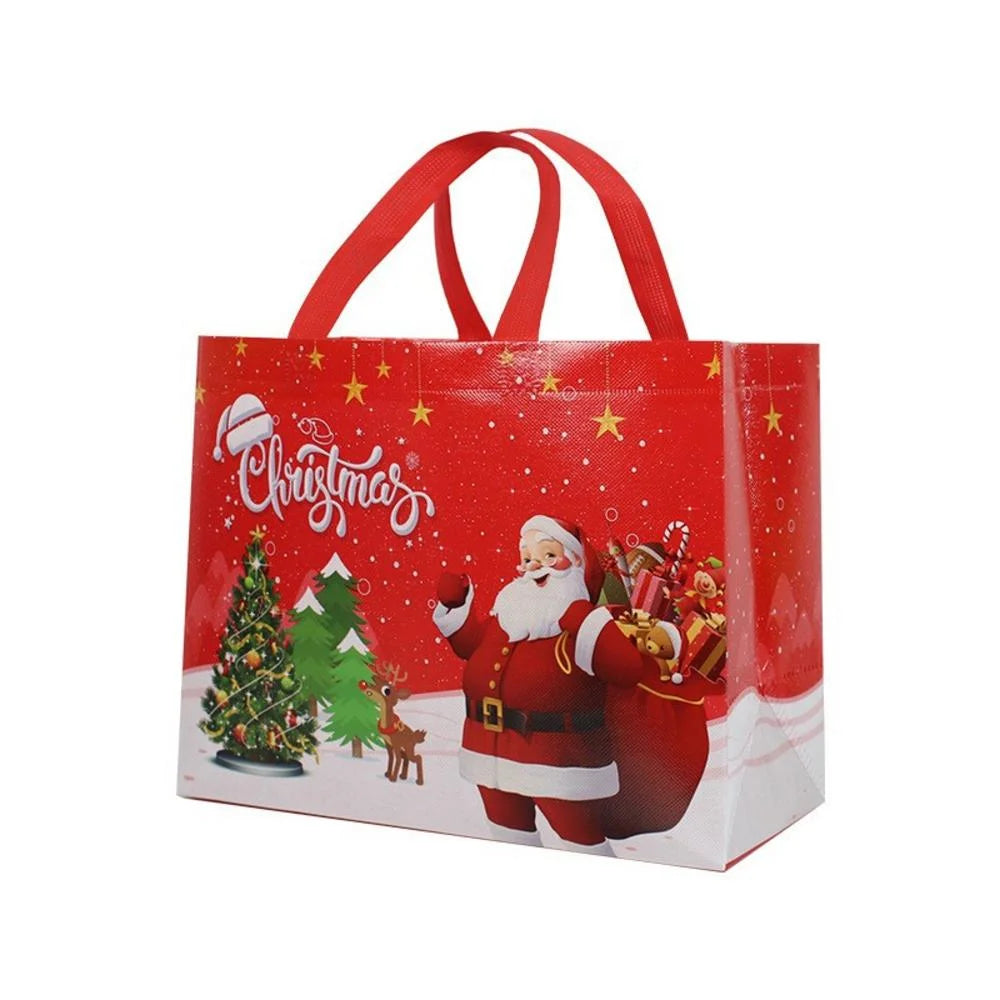 New Year Christmas Non-Woven Fabric Tote Bags Candy Gift Packaging Santa Claus Kid Holiday Happy Year Party Favors Gift Bag 2024