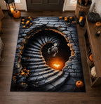 Skeleton Trap Rug, Halloween Floor Mat, Spooky 3D Hole Carpet, Gothic Home Decor