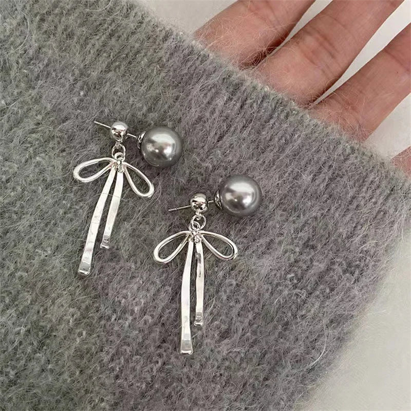 Elegant Red Zircon Butterfly Drop Earrings for Women Temperament Sweet Metal Bow Earrings Fashion Charms Jewelry Accessories