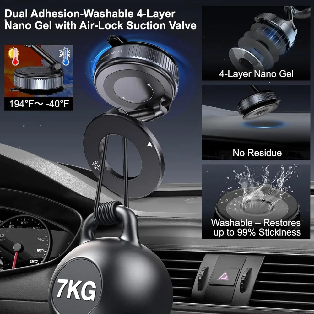 Magnetic Suction Phone Holder, Foldable and Retractable Hands-Free Suction Cup Phone Mount for Car/Gym/Mirror/Smooth Surface