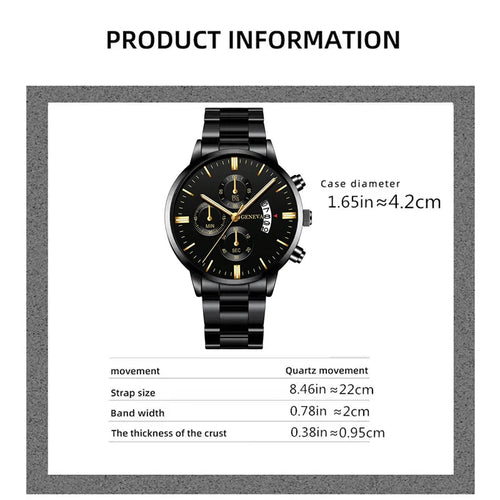 2pcs Fashion Men's Casual Business Sports Stainless Steel Quartz Wristwatch Calendar Male Classic Bracelet Set Luminous Clock