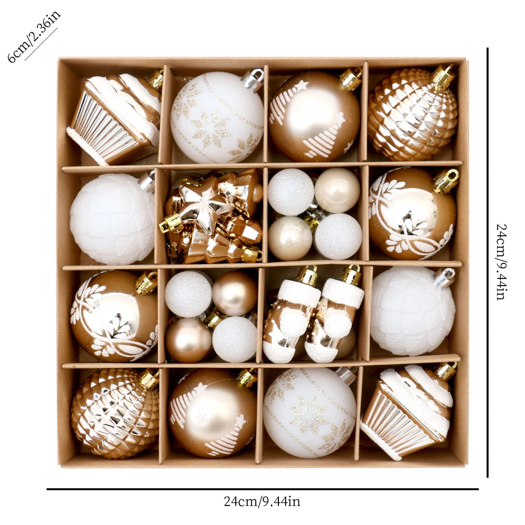 42PCS 6CM Champagne Christmas Ball Xmas Tree Hanging Pendant Ornaments 2026 Christmas Home Decoration 2027 New Year Navidad Gift