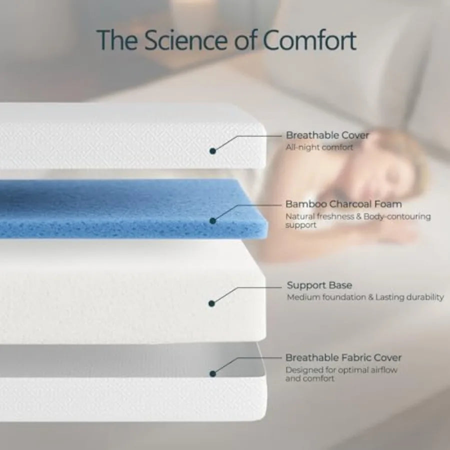 Mattress, Gel Memory Foam Mattress in a Box, Gel fused, Fiberglass Free, Medium Firm Mattresses, CertiPUR-US Certified, Breatha