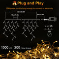 1000 LED Christmas Icicle Lights 98Ft, 8 Modes Connectable Waterproof Outdoor Icicle String Lights with 20 Cable Ties for Roof Gutters Eaves Patio Garden Holiday Decor, Warm White