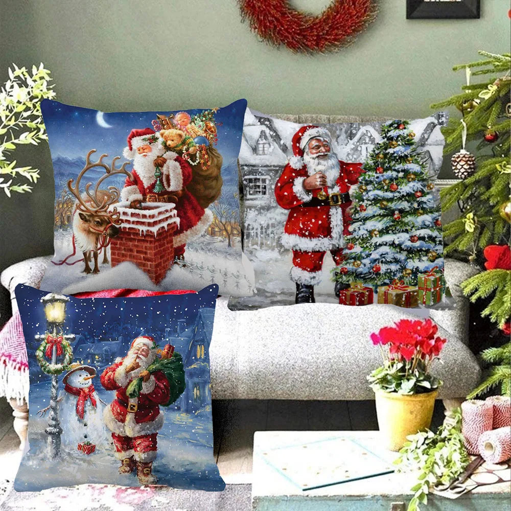 45CM Merry Christmas Cushion Cover Pillowcase 2023 Christmas Decorations for Home Ornament Happy New Year Christmas Decor 2022