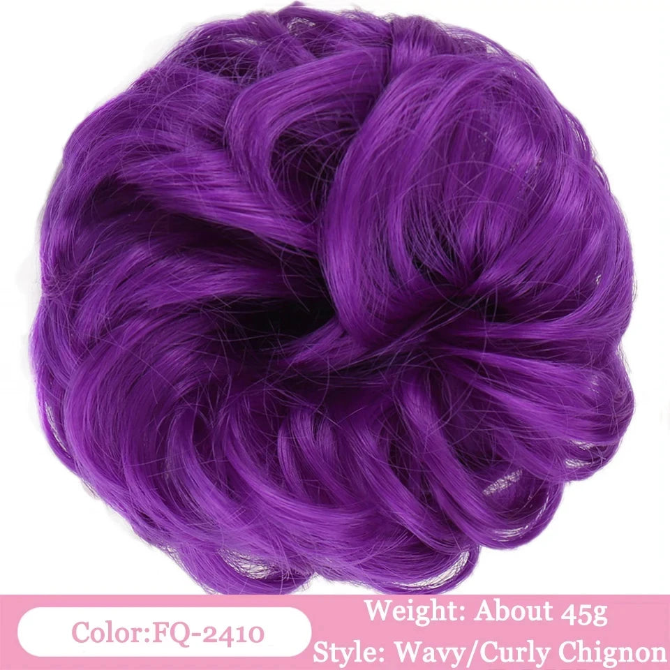 OLACA Synthetic Hair Bun Bands Blonde Black Messy Curly Chignon Donut Updo Scrunchies Fake Hair Pieces For Women Hair Extensions