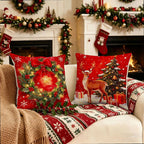 2026 Christmas Pillowcase Grey Red Cartoon Santa Snowman Elk Sofa Cushion Cover Home Bed Car Decor Merry Christmas 45cm X 45cm