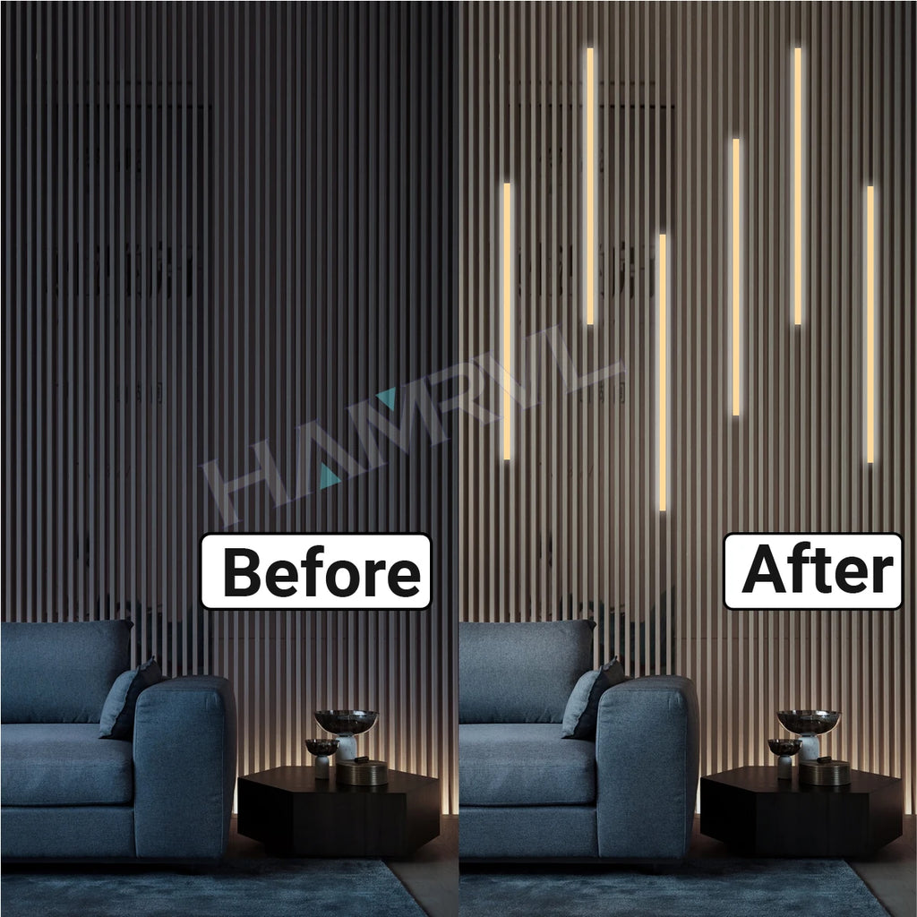 LED Recessed Lighting LED Strip Light for Wood Slat Wall Panel in Parallel with Touch Sensor, Self-Adhesive for Slat Wall Decor
