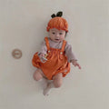 Baby Halloween Costumes Pumpkin Lantern Suspender Short Pants Hat 2pcs Sets Toddler Boys Girls jack-o'-lantern Outfits