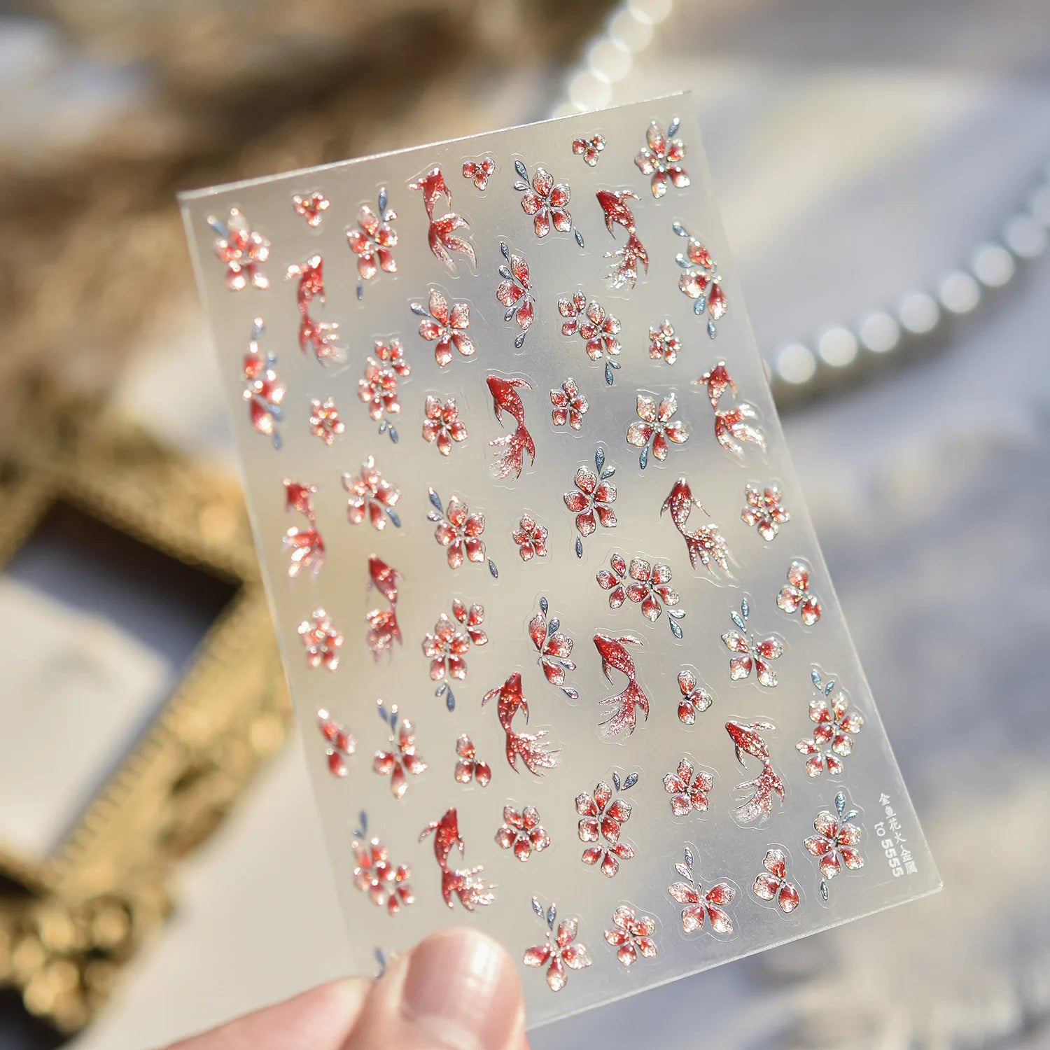 Shell Light Starfish Shell Nail Stickers Cute Starfish Decorative Stickers For Nails DIY 3D Self Adhesive Summer Manicure Decals