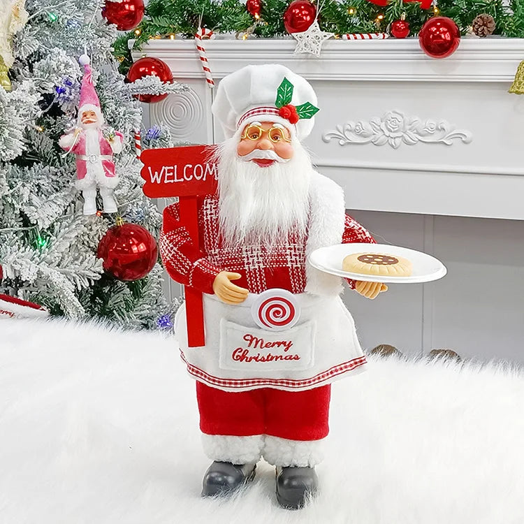 Christmas Theme Home Decorations Santa Claus doll Decoration Supplies 30 cm Standing Santa Claus