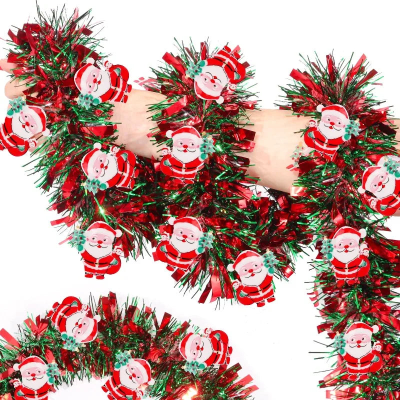 6M Christmas Snowflake Tinsel Garland Xmas Tree Decoration Christma Metallic Twist Garland Ceiling Hanging New Year Party Decor