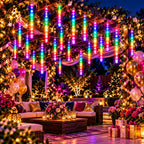 Christmas Lights USB Meteor Shower Falling Rain Icicle Fairy String Lights for New Year Birthday Wedding Party Decor