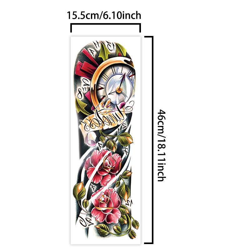 1Pcs Gorgeous Full Arm Temporary Tattoo Stickers, Long-lasting and Waterproof, Realistic Fake Tattoos for Man and Women.