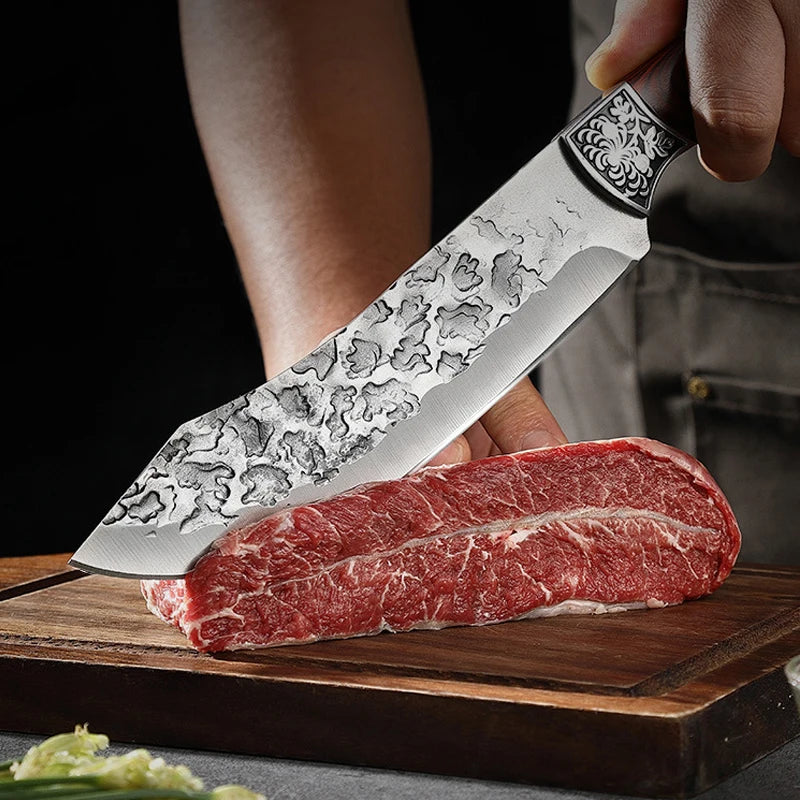 Kitchen Boning Knife Chef Butcher Meat Cleaver Stainless Steel Fruit Paring Knife Cut Meat Pork Beef Fish Cutting Wood Handle