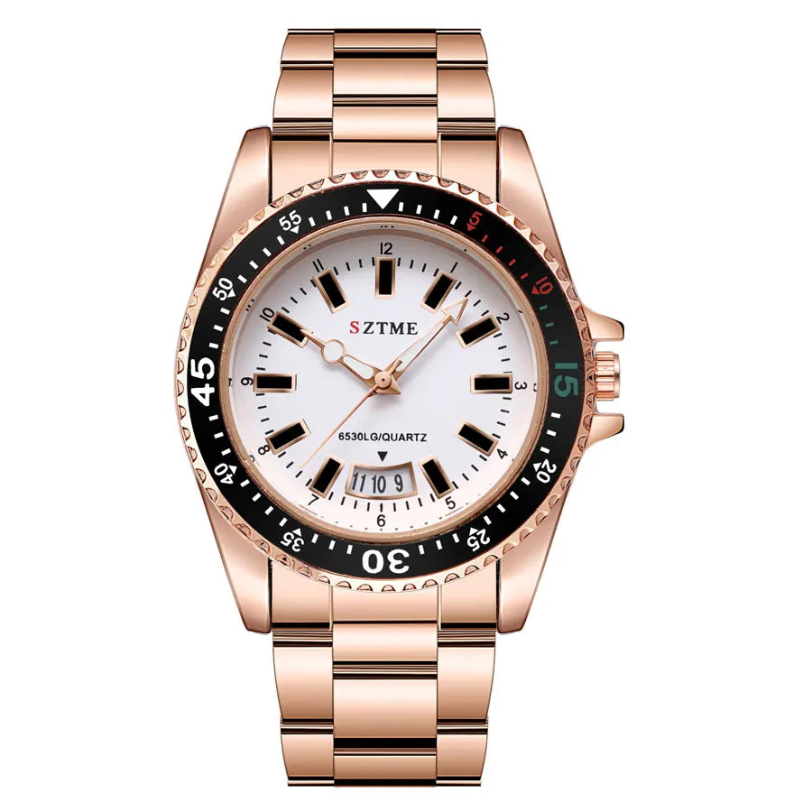 2024 New Men's and Women's Steel Strip Watch Trendy Leisure Calendar Scale Stainless Steel Strip Couple Quartz Watch Gift Watch