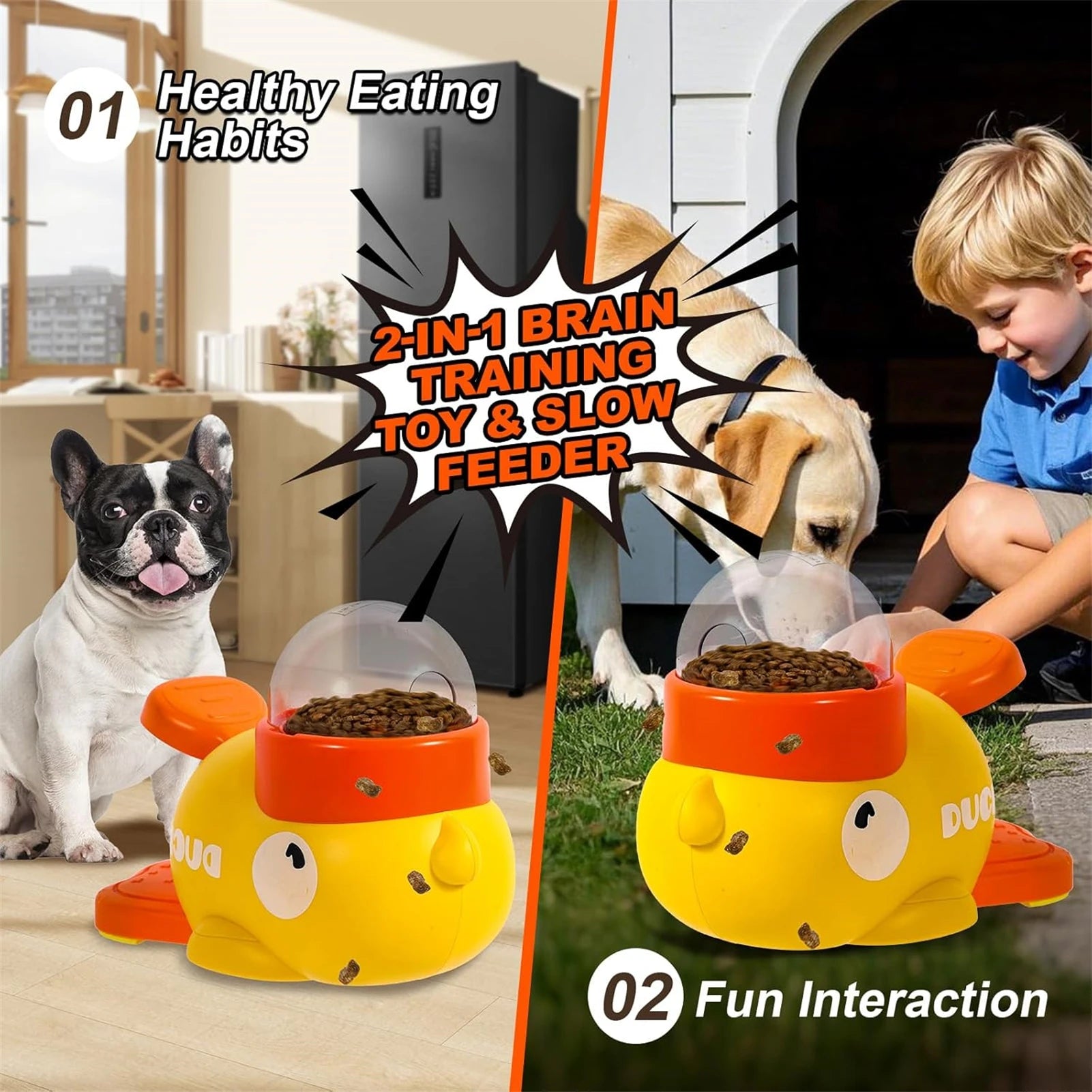 Interactive Duck Shaped Treat Toy Dog Interactive Treat Dispenser Toy for Small Medium Dogs and Cats
