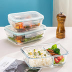 1/2/3 Grids Thickened Leak Proof Microwave Safe Food Crisper High Borosilicate Glass Bento Box With Lids Airtight Lunch Boxes