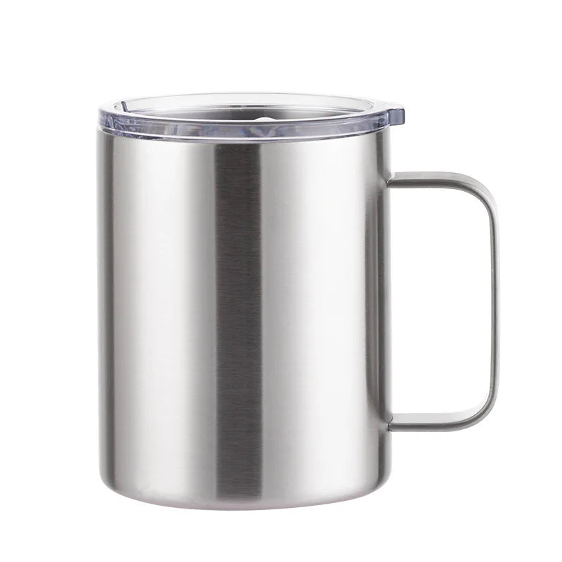 Custom Logo Name Stainless Steel Insulated Coffee Mug Tumbler with Handle 12 oz 360ml Tumbler Cup with Lid for Hot & Cold Drinks