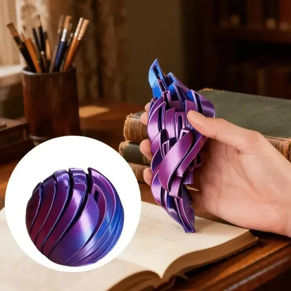 3D Printed Slime Ball Fidget Toy with Gear Design Liquid Flow Twistsphere Anxiety Relief Stress Relief Rotating Ball