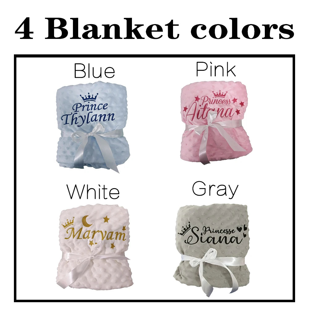 Personalized Baby Blanket with Name for Newborn Boys and Girls Custom Minky Fleece Toddler Crib Stroller Blanket Birthday Gift