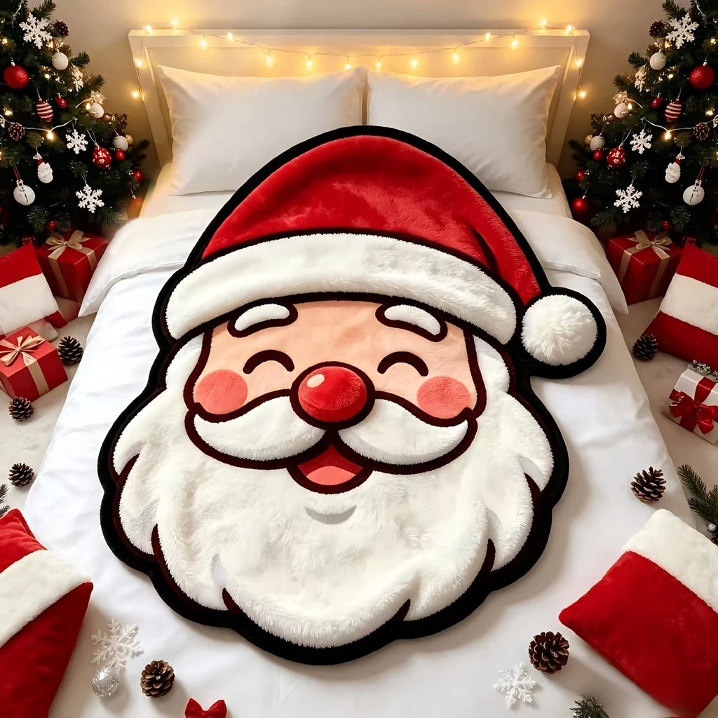 Christmas Santa Claus Flannel Blanket Lovely Soft Warm Plush Throw Blanket Novelty Cartoon Holiday Festival Gift Home Decor
