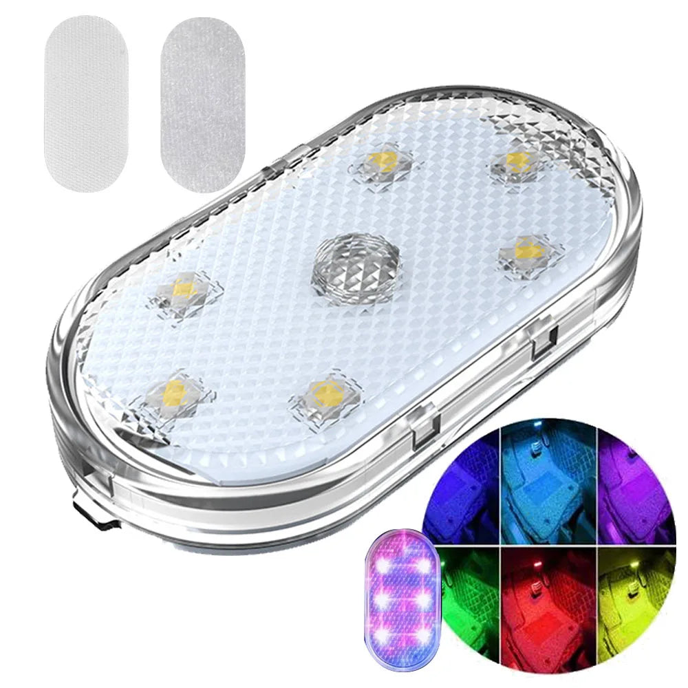1pc Car LED Light Interior Lighting Atmosphere Lamp for Armrest Box Trunk Switch Touch Control Wireless Mini LED Foot Lights