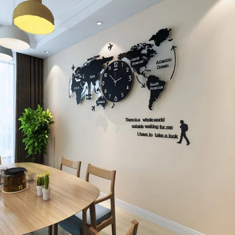 Unique Acrylic Wall Clock 3D DIY Large Wall Hanging Clock with Stickers for Office Home Living Room Wall Art Home Decorations