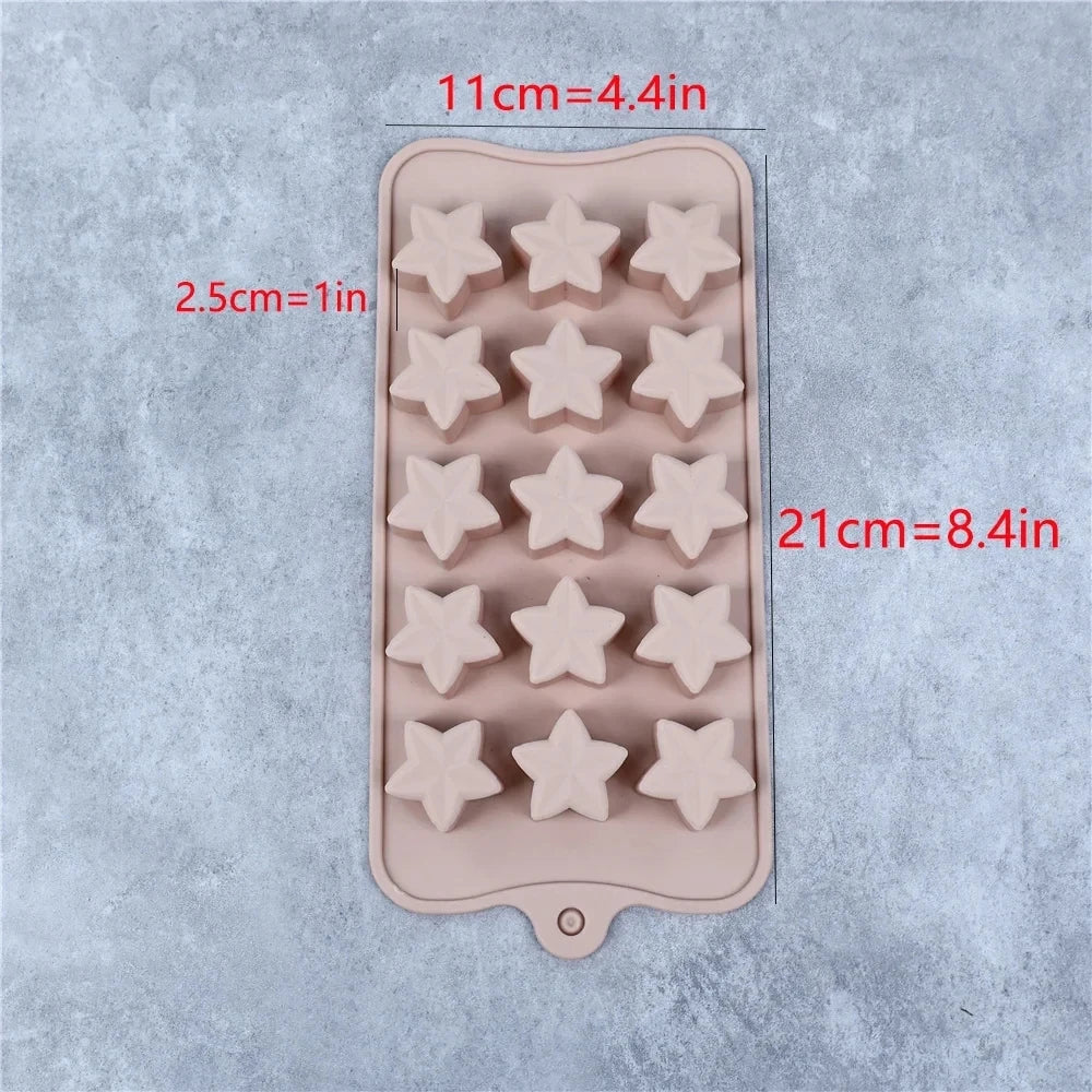 1PC Five-Pointed Star Silicone Chocolate Mold Creative Jelly Christmas Candy DIY Mold Ice Tray Baking Mold