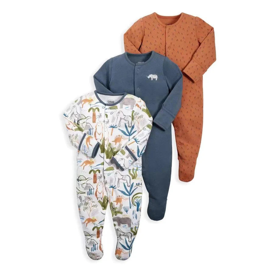 Brand Newborn Babies Clothes Infant Baby Boys Girls Romper Cotton Long Sleeve Pajamas Jumpsuit Toddler Clothes Outfits 3Pcs/Lot